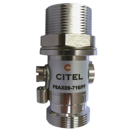 Citel Outdoor RF Protector, Dc-3.5 Ghz, Dc Pass, 25W, Imax 20Ka, Female-Female 716 Connector P8AX09-716/FF